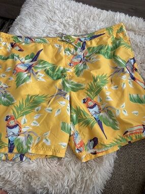 Tommy Hilfiger Yellow Tropical Parrot Swim Trunks